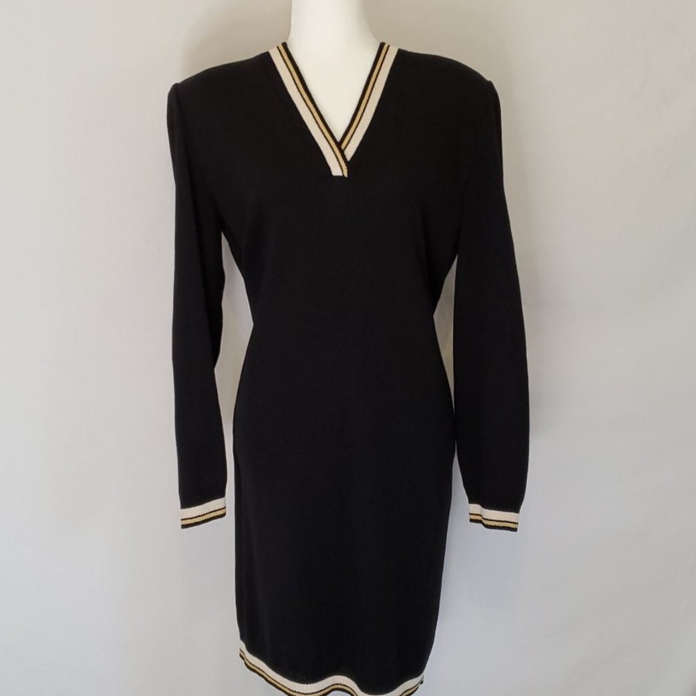 St. John Collection Black Plus Size Sweater Dress